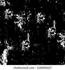 Grunge overlay layer. Abstract black and white vector background. Monochrome vintage surface with dirty pattern in cracks, spots, dots. Old painted wall in dark horror style design