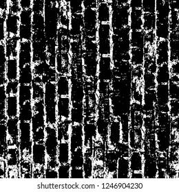 Grunge overlay layer. Abstract black and white vector background. Monochrome vintage surface with dirty pattern in cracks, spots, dots. Old painted wall in dark horror style design