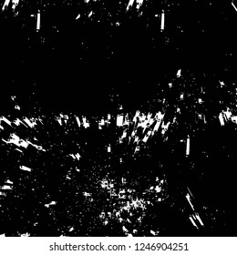 Grunge overlay layer. Abstract black and white vector background. Monochrome vintage surface with dirty pattern in cracks, spots, dots. Old painted wall in dark horror style design