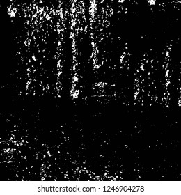 Grunge overlay layer. Abstract black and white vector background. Monochrome vintage surface with dirty pattern in cracks, spots, dots. Old painted wall in dark horror style design