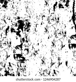Grunge overlay layer. Abstract black and white vector background. Monochrome vintage surface with dirty pattern in cracks, spots, dots. Old painted wall in dark horror style design