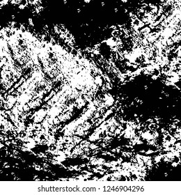 Grunge overlay layer. Abstract black and white vector background. Monochrome vintage surface with dirty pattern in cracks, spots, dots. Old painted wall in dark horror style design