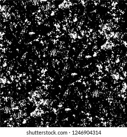 Grunge overlay layer. Abstract black and white vector background. Monochrome vintage surface with dirty pattern in cracks, spots, dots. Old painted wall in dark horror style design