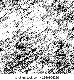Grunge overlay layer. Abstract black and white vector background. Monochrome vintage surface with dirty pattern in cracks, spots, dots. Old painted wall in dark horror style design