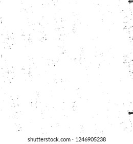 Grunge overlay layer. Abstract black and white vector background. Monochrome vintage surface with dirty pattern in cracks, spots, dots. Old painted wall in dark horror style design
