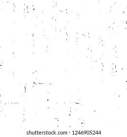 Grunge overlay layer. Abstract black and white vector background. Monochrome vintage surface with dirty pattern in cracks, spots, dots. Old painted wall in dark horror style design