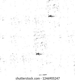 Grunge overlay layer. Abstract black and white vector background. Monochrome vintage surface with dirty pattern in cracks, spots, dots. Old painted wall in dark horror style design