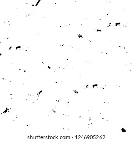 Grunge overlay layer. Abstract black and white vector background. Monochrome vintage surface with dirty pattern in cracks, spots, dots. Old painted wall in dark horror style design