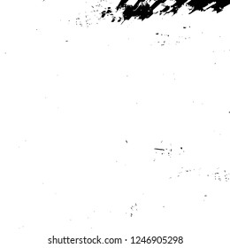 Grunge overlay layer. Abstract black and white vector background. Monochrome vintage surface with dirty pattern in cracks, spots, dots. Old painted wall in dark horror style design