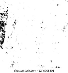 Grunge overlay layer. Abstract black and white vector background. Monochrome vintage surface with dirty pattern in cracks, spots, dots. Old painted wall in dark horror style design