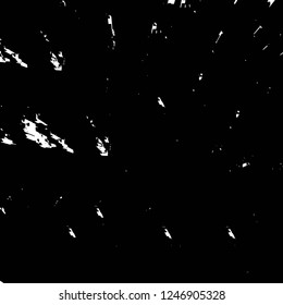 Grunge overlay layer. Abstract black and white vector background. Monochrome vintage surface with dirty pattern in cracks, spots, dots. Old painted wall in dark horror style design