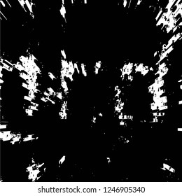 Grunge overlay layer. Abstract black and white vector background. Monochrome vintage surface with dirty pattern in cracks, spots, dots. Old painted wall in dark horror style design