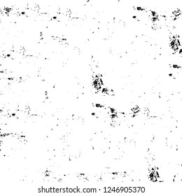 Grunge overlay layer. Abstract black and white vector background. Monochrome vintage surface with dirty pattern in cracks, spots, dots. Old painted wall in dark horror style design