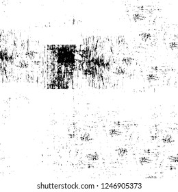 Grunge overlay layer. Abstract black and white vector background. Monochrome vintage surface with dirty pattern in cracks, spots, dots. Old painted wall in dark horror style design