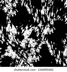 Grunge overlay layer. Abstract black and white vector background. Monochrome vintage surface with dirty pattern in cracks, spots, dots. Old painted wall in dark horror style design