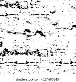 Grunge overlay layer. Abstract black and white vector background. Monochrome vintage surface with dirty pattern in cracks, spots, dots. Old painted wall in dark horror style design