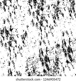 Grunge overlay layer. Abstract black and white vector background. Monochrome vintage surface with dirty pattern in cracks, spots, dots. Old painted wall in dark horror style design