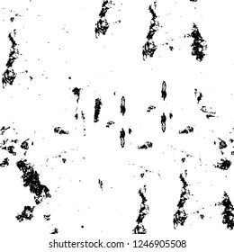 Grunge overlay layer. Abstract black and white vector background. Monochrome vintage surface with dirty pattern in cracks, spots, dots. Old painted wall in dark horror style design