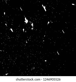 Grunge overlay layer. Abstract black and white vector background. Monochrome vintage surface with dirty pattern in cracks, spots, dots. Old painted wall in dark horror style design