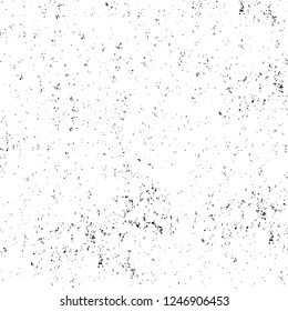 Grunge overlay layer. Abstract black and white vector background. Monochrome vintage surface with dirty pattern in cracks, spots, dots. Old painted wall in dark horror style design