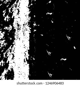 Grunge overlay layer. Abstract black and white vector background. Monochrome vintage surface with dirty pattern in cracks, spots, dots. Old painted wall in dark horror style design
