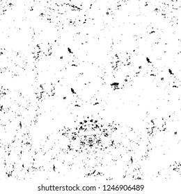 Grunge overlay layer. Abstract black and white vector background. Monochrome vintage surface with dirty pattern in cracks, spots, dots. Old painted wall in dark horror style design