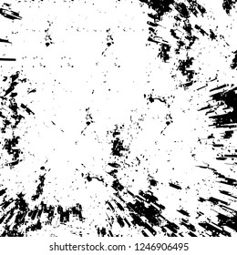 Grunge overlay layer. Abstract black and white vector background. Monochrome vintage surface with dirty pattern in cracks, spots, dots. Old painted wall in dark horror style design