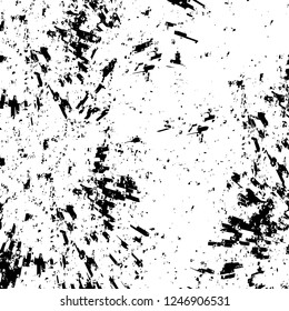 Grunge overlay layer. Abstract black and white vector background. Monochrome vintage surface with dirty pattern in cracks, spots, dots. Old painted wall in dark horror style design