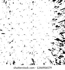 Grunge overlay layer. Abstract black and white vector background. Monochrome vintage surface with dirty pattern in cracks, spots, dots. Old painted wall in dark horror style design