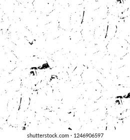 Grunge overlay layer. Abstract black and white vector background. Monochrome vintage surface with dirty pattern in cracks, spots, dots. Old painted wall in dark horror style design