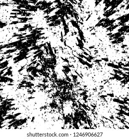 Grunge overlay layer. Abstract black and white vector background. Monochrome vintage surface with dirty pattern in cracks, spots, dots. Old painted wall in dark horror style design