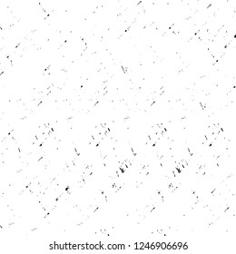 Grunge overlay layer. Abstract black and white vector background. Monochrome vintage surface with dirty pattern in cracks, spots, dots. Old painted wall in dark horror style design