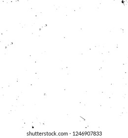 Grunge overlay layer. Abstract black and white vector background. Monochrome vintage surface with dirty pattern in cracks, spots, dots. Old painted wall in dark horror style design