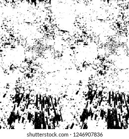 Grunge overlay layer. Abstract black and white vector background. Monochrome vintage surface with dirty pattern in cracks, spots, dots. Old painted wall in dark horror style design