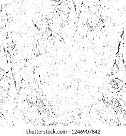 Grunge overlay layer. Abstract black and white vector background. Monochrome vintage surface with dirty pattern in cracks, spots, dots. Old painted wall in dark horror style design