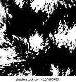 Grunge overlay layer. Abstract black and white vector background. Monochrome vintage surface with dirty pattern in cracks, spots, dots. Old painted wall in dark horror style design