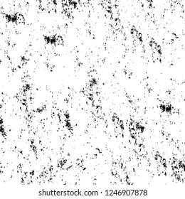 Grunge overlay layer. Abstract black and white vector background. Monochrome vintage surface with dirty pattern in cracks, spots, dots. Old painted wall in dark horror style design