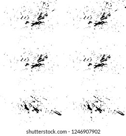 Grunge overlay layer. Abstract black and white vector background. Monochrome vintage surface with dirty pattern in cracks, spots, dots. Old painted wall in dark horror style design