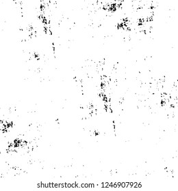 Grunge overlay layer. Abstract black and white vector background. Monochrome vintage surface with dirty pattern in cracks, spots, dots. Old painted wall in dark horror style design