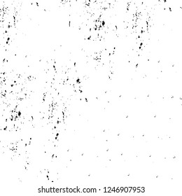 Grunge overlay layer. Abstract black and white vector background. Monochrome vintage surface with dirty pattern in cracks, spots, dots. Old painted wall in dark horror style design