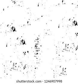Grunge overlay layer. Abstract black and white vector background. Monochrome vintage surface with dirty pattern in cracks, spots, dots. Old painted wall in dark horror style design