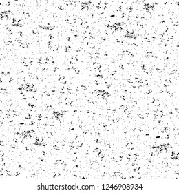 Grunge overlay layer. Abstract black and white vector background. Monochrome vintage surface with dirty pattern in cracks, spots, dots. Old painted wall in dark horror style design