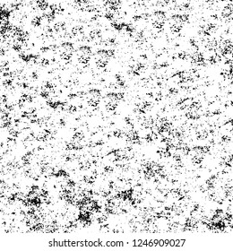 Grunge overlay layer. Abstract black and white vector background. Monochrome vintage surface with dirty pattern in cracks, spots, dots. Old painted wall in dark horror style design