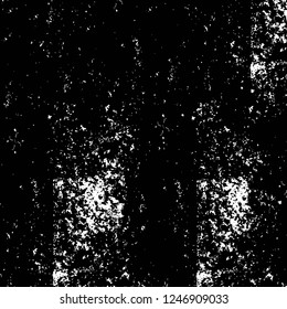 Grunge overlay layer. Abstract black and white vector background. Monochrome vintage surface with dirty pattern in cracks, spots, dots. Old painted wall in dark horror style design