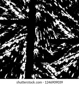 Grunge overlay layer. Abstract black and white vector background. Monochrome vintage surface with dirty pattern in cracks, spots, dots. Old painted wall in dark horror style design