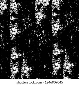 Grunge overlay layer. Abstract black and white vector background. Monochrome vintage surface with dirty pattern in cracks, spots, dots. Old painted wall in dark horror style design