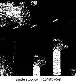 Grunge overlay layer. Abstract black and white vector background. Monochrome vintage surface with dirty pattern in cracks, spots, dots. Old painted wall in dark horror style design