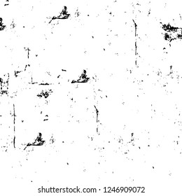 Grunge overlay layer. Abstract black and white vector background. Monochrome vintage surface with dirty pattern in cracks, spots, dots. Old painted wall in dark horror style design