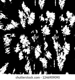 Grunge overlay layer. Abstract black and white vector background. Monochrome vintage surface with dirty pattern in cracks, spots, dots. Old painted wall in dark horror style design