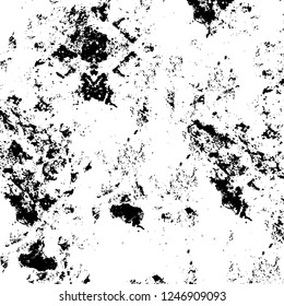 Grunge overlay layer. Abstract black and white vector background. Monochrome vintage surface with dirty pattern in cracks, spots, dots. Old painted wall in dark horror style design